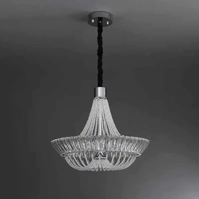 Modern decorbites crystal chandelier with chrome finish and cascading clear glass beads for living room lighting