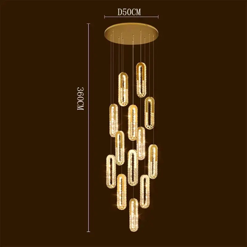 Gold-toned decorbites crystal chandelier pendant lights with elongated crystals for dining room luxe indoor lighting