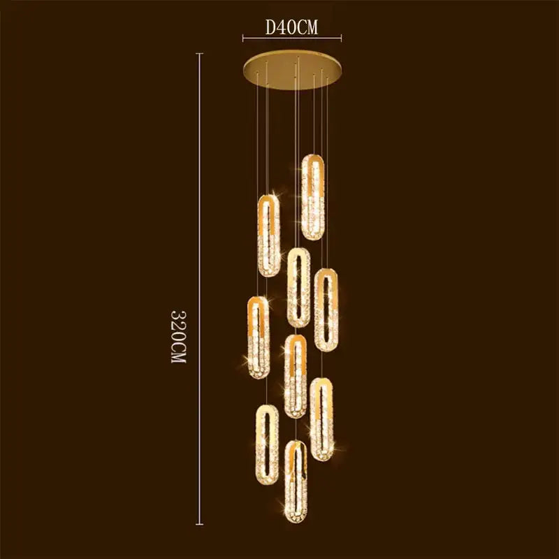 Gold-toned decorbites crystal chandelier with elongated oval crystal pendants pendant lights for dining room ceiling lighting