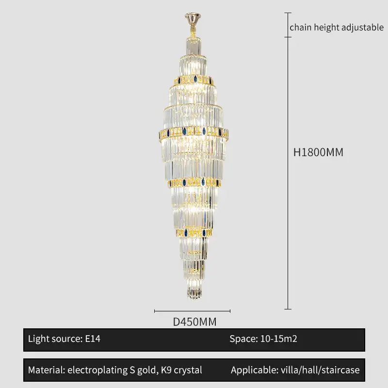 A decorbites crystal chandelier with tiered clear k9 crystal and gold electroplated accents for luxury lighting