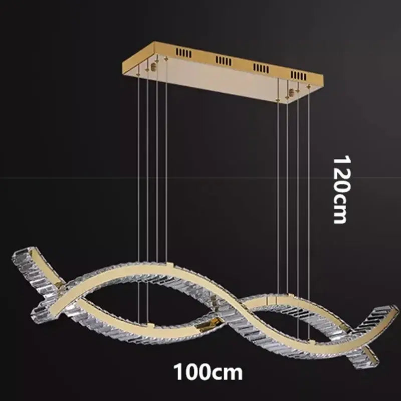 Modern gold and crystal infinity loop pendant light by decorbites crystal chandelier for elegant dining or living rooms