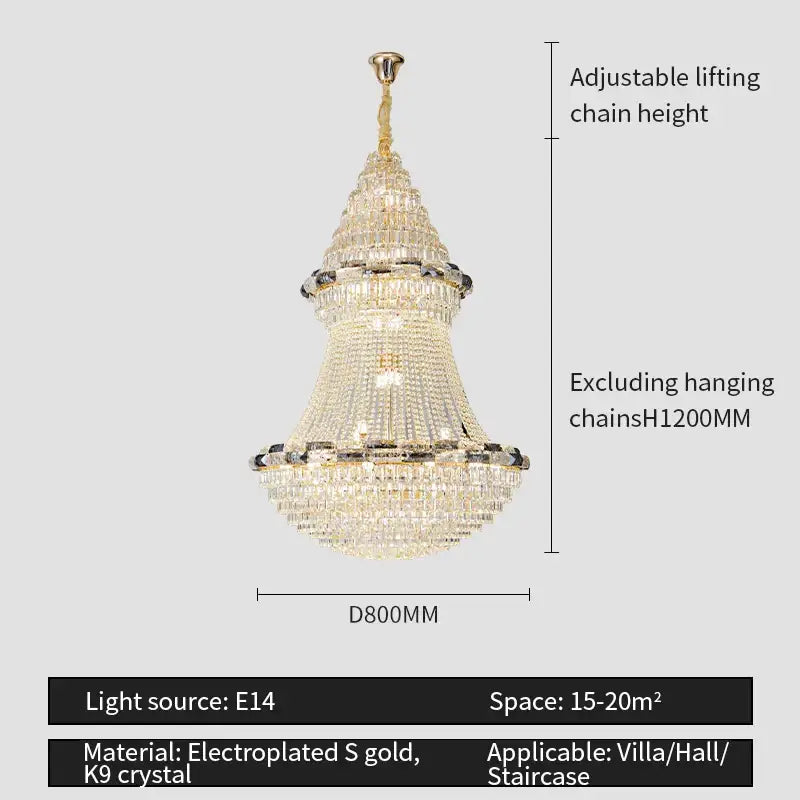 Luxurious decorbites crystal chandelier with electroplated gold and k9 crystal for elegant villas and grand halls
