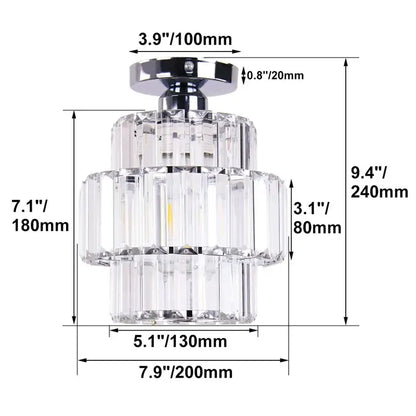 Decorbites crystal chandelier with chrome finish and tiered faceted clear crystal shades for elegant modern lighting