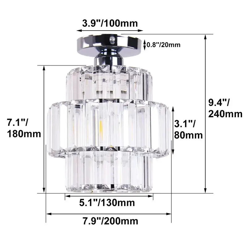 Decorbites crystal chandelier with chrome finish and tiered faceted clear crystal shades for elegant modern lighting