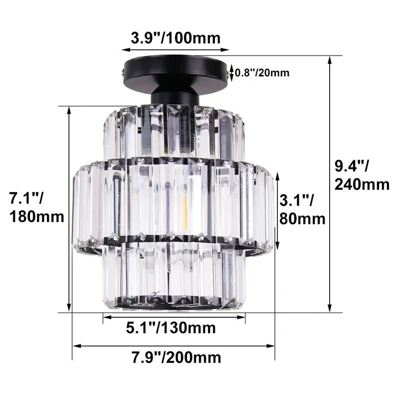 Black-finished decorbites crystal chandelier with three tiers of clear faceted prisms for modern living rooms and bedrooms