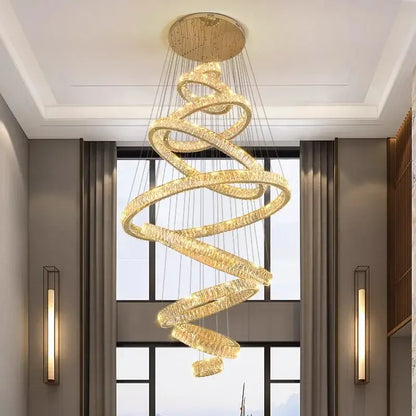 Golden spiral pendant light with crystal accents in decorbites crystal chandelier for elegant living room decor