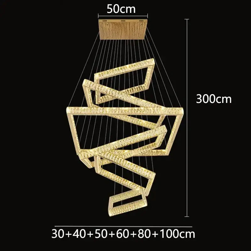 Gold-toned decorbites crystal chandelier with spiral design and crystal-encrusted metal frames for elegant living spaces