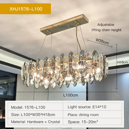 Decorbites crystal chandelier featuring a sleek metallic frame with clear crystal droplets for elegant living spaces