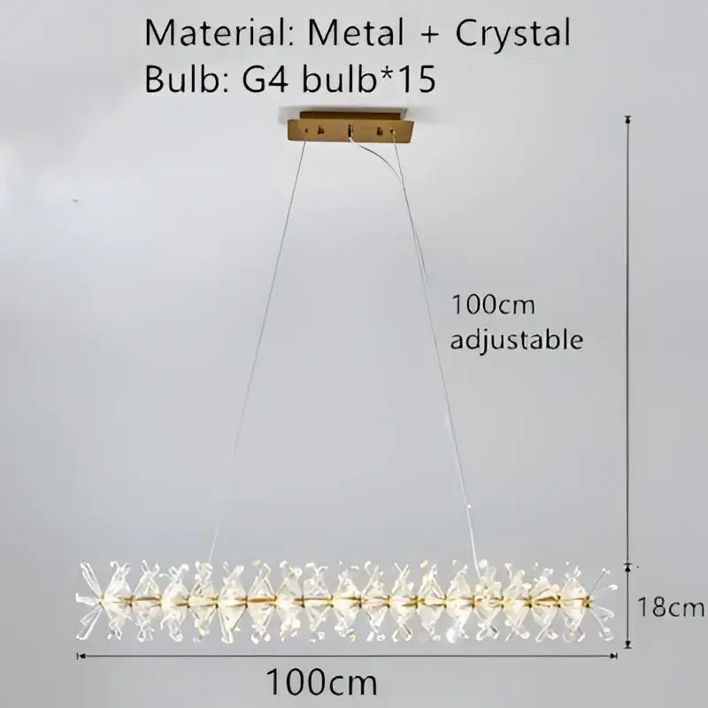 Decorbites crystal chandelier flower luxury rectangular chandelier with gold metal frame and crystal accents for indoor use