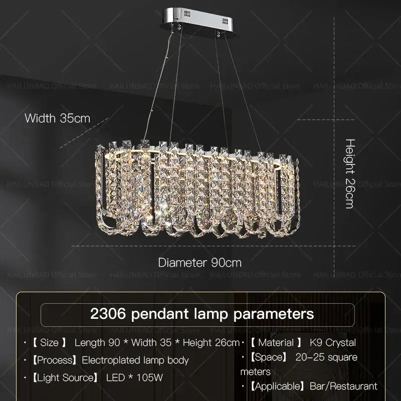 A modern decorbites crystal chandelier with sleek chrome finish and cascading k9 crystal elements for elegant European living spaces