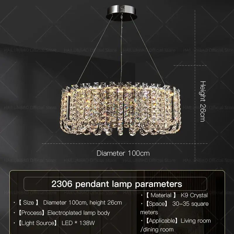A decorbites crystal chandelier with k9 crystal and electroplated metal frame for elegant european living spaces