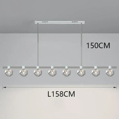 Modern silver pendant light fixture with six hexagonal crystal bulbs in decorbites crystal chandelier for living room