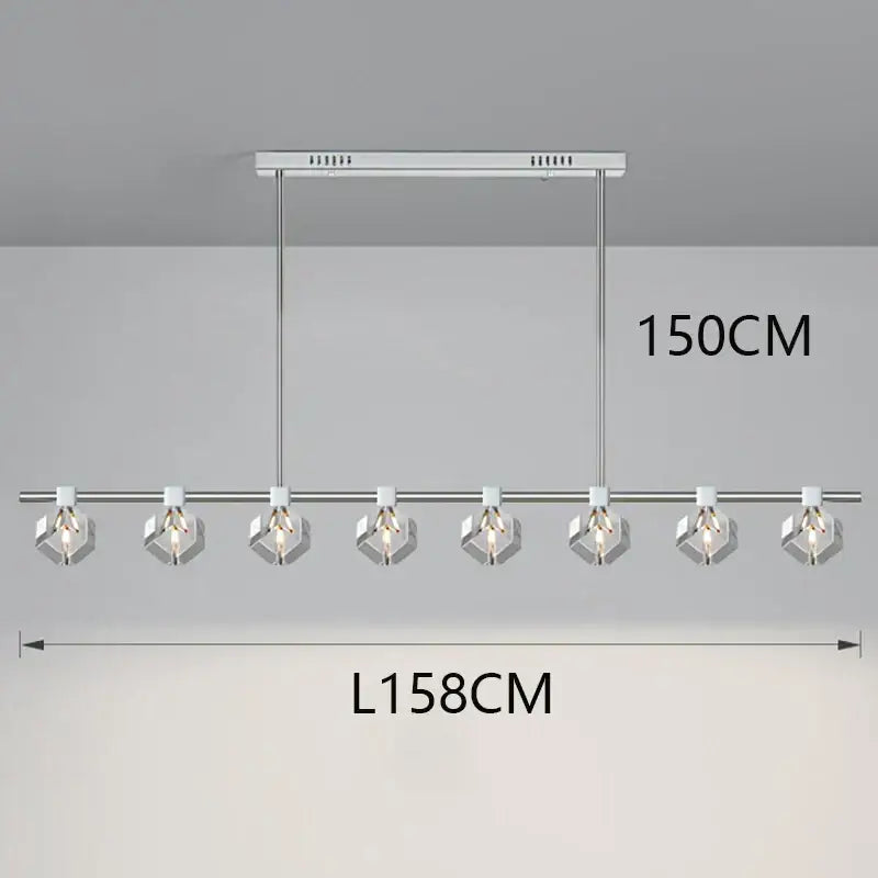 Modern silver pendant light fixture with six hexagonal crystal bulbs in decorbites crystal chandelier for living room