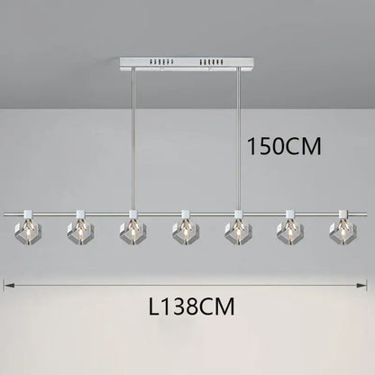 Modern chrome-finished decorbites crystal chandelier with six hexagonal crystal shades for living and dining rooms