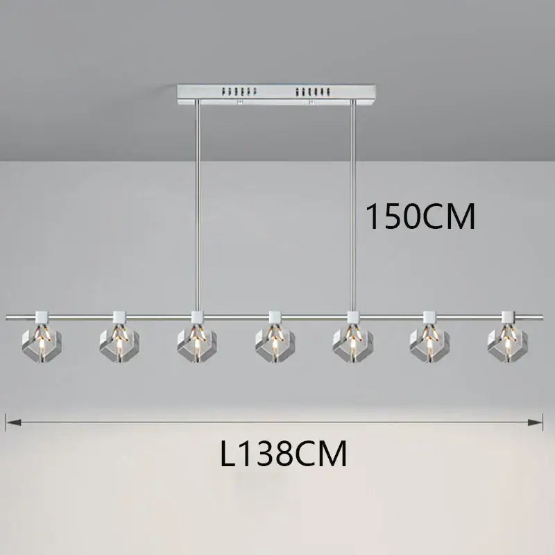 Modern chrome-finished decorbites crystal chandelier with six hexagonal crystal shades for living and dining rooms