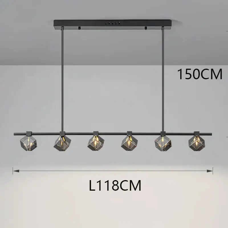 Modern black metal DecorBites crystal chandelier with five faceted glass shades for living and dining rooms