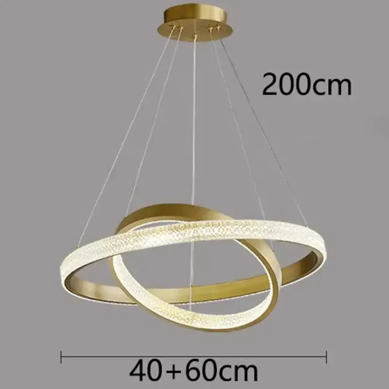 Gold-toned decorbites crystal chandelier with double-ring led design and textured inner ring for living and dining room