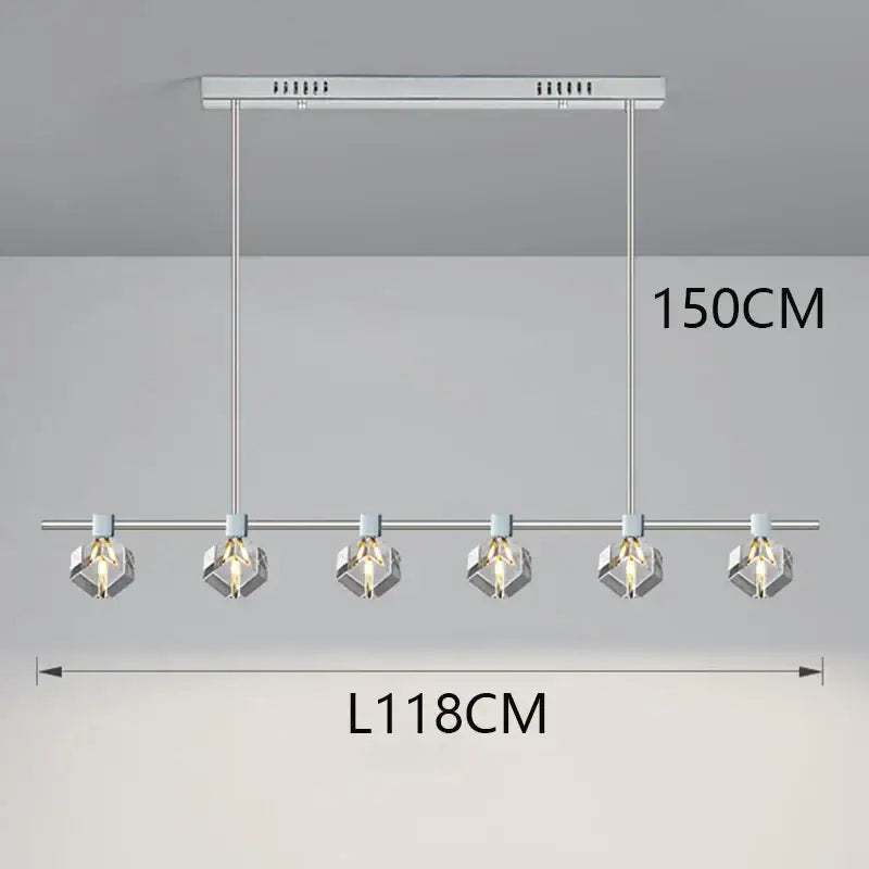 Modern chrome finished decorbites crystal chandelier with five hexagonal crystal shades for living and dining rooms