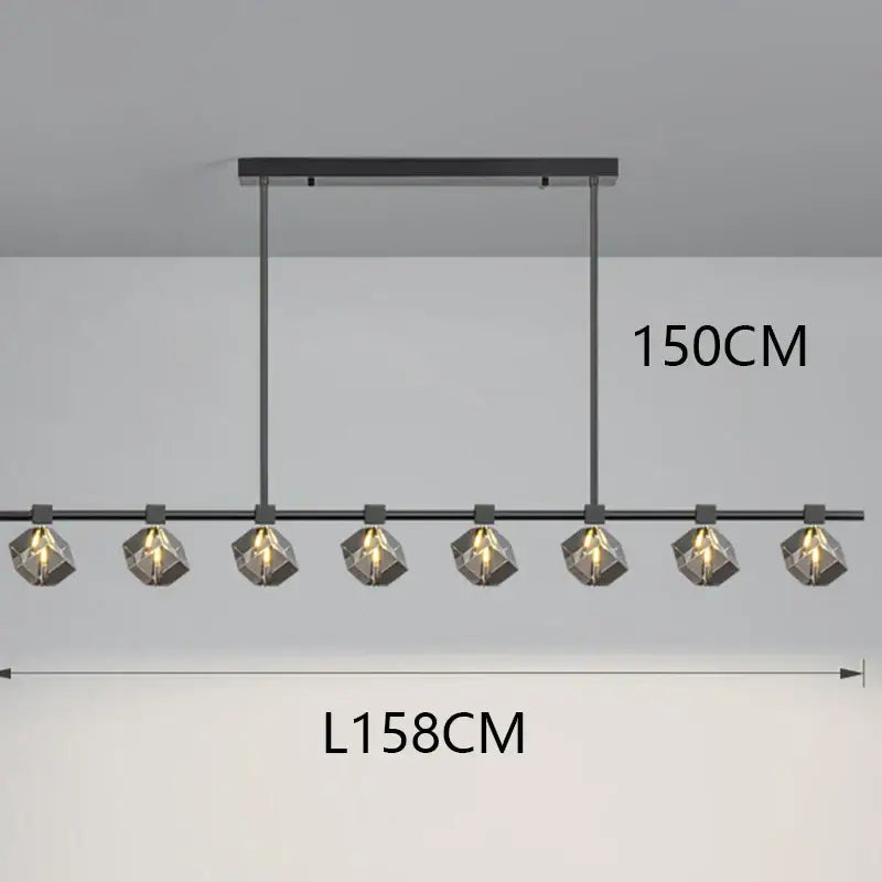 Modern black metal decorbites crystal chandelier with six faceted crystal glass shades emitting warm glow for living room