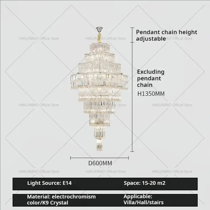 DecorBites crystal chandelier with gold-toned frame and clear k9 crystals for elegant living room in European villa