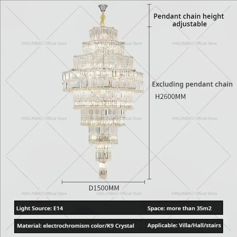 DecorBites crystal chandelier with clear k9 crystals and electrochromism color light for luxury living room decor
