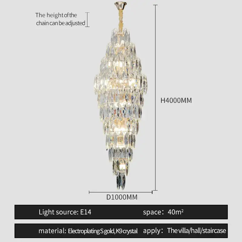 A decorbites crystal chandelier featuring cascading clear k9 crystal tiers with an electroplated gold finish for luxe decor