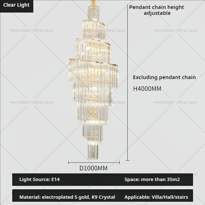 DecorBites crystal chandelier with tiered electroplated gold accents and k9 crystals for elegant villa lighting