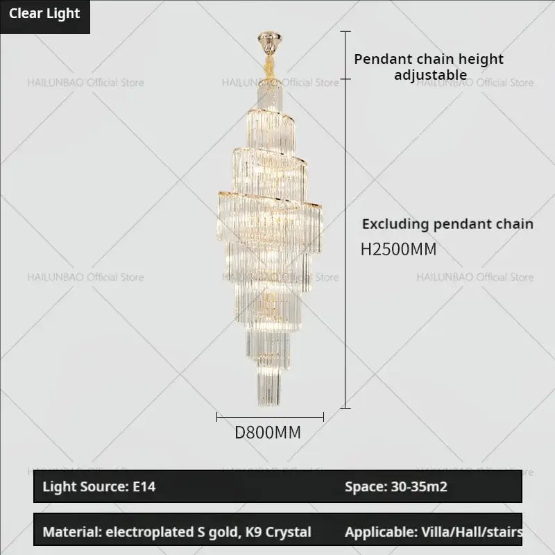 A decorbites crystal chandelier with cascading k9 crystal strands and electroplated s gold finish for luxury living room