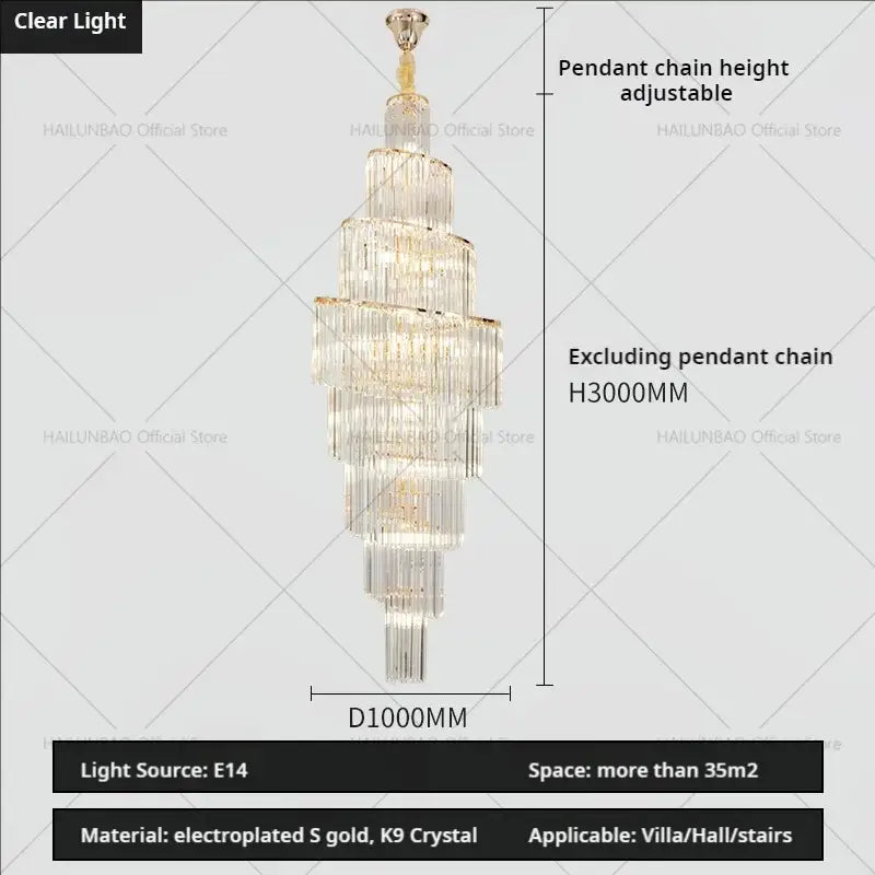 Decorbites crystal chandelier with cascading k9 crystal strands and electroplated gold finish for luxury living rooms