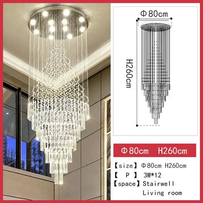 A decorbites crystal chandelier with a circular metallic top and cascading clear glass prisms for modern lighting