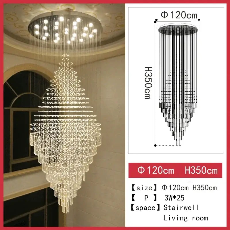 Dazzling decorbites crystal chandelier with multi-tiered clear glass prisms for staircase and living room lighting
