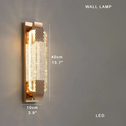 Modern gold-finished wall lamp with clear textured glass and led lighting for decorbites crystal chandelier circular stairwell