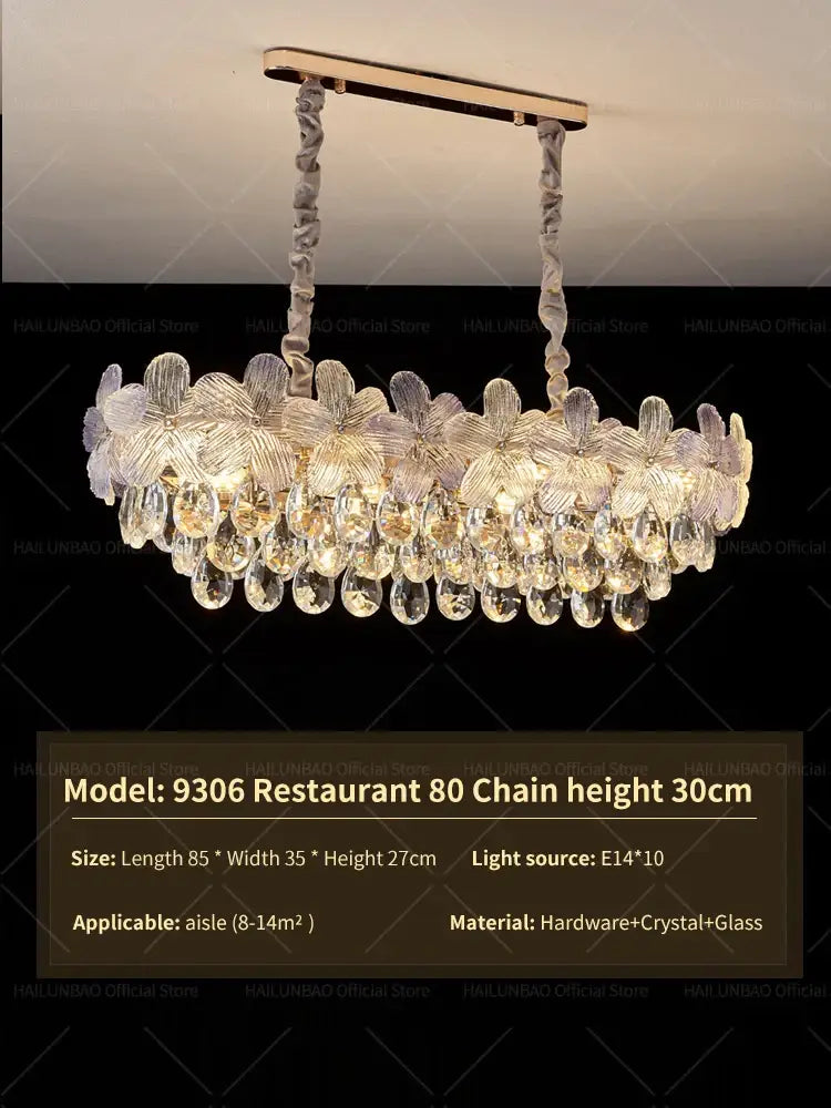 Elegant decorbites crystal chandelier with gold-toned metal frame and cascading glass flowers for living room luxury lighting