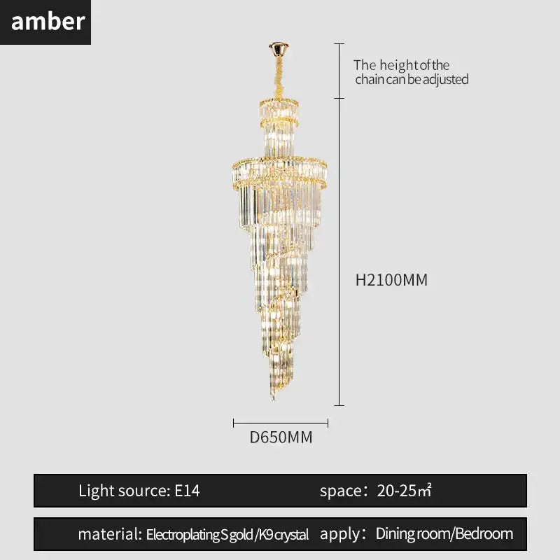 Gold electroplated decorbites crystal chandelier with cascading clear k9 crystals for elegant dining or bedroom spaces