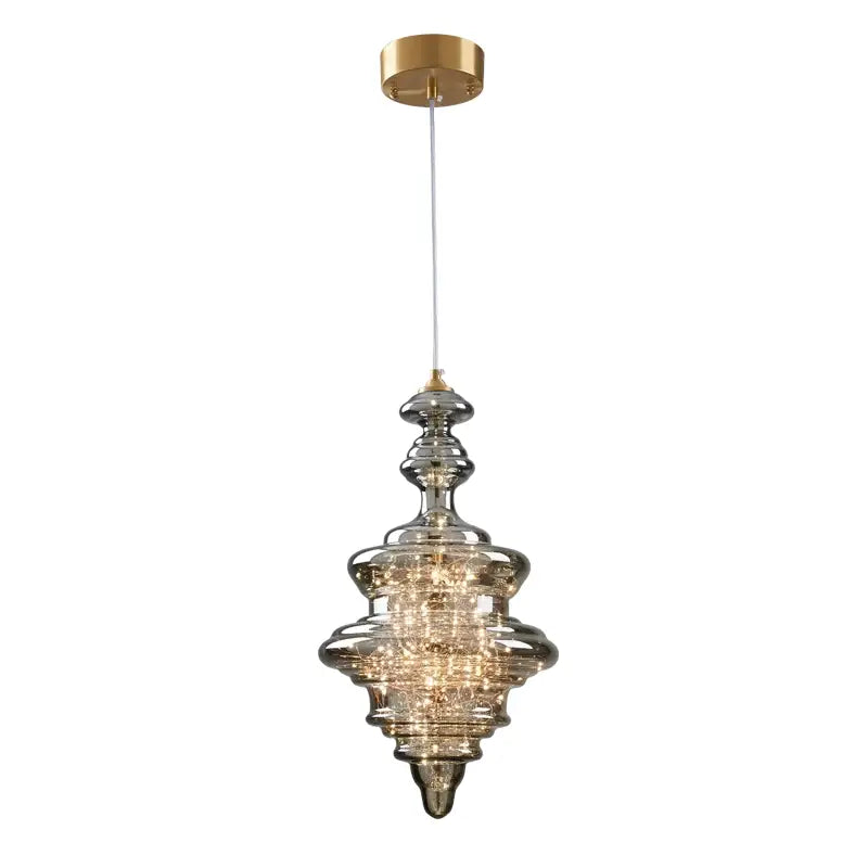 Decorbites crystal chandelier glass pendant light with tiered concentric shades and gold ceiling mount for dining room