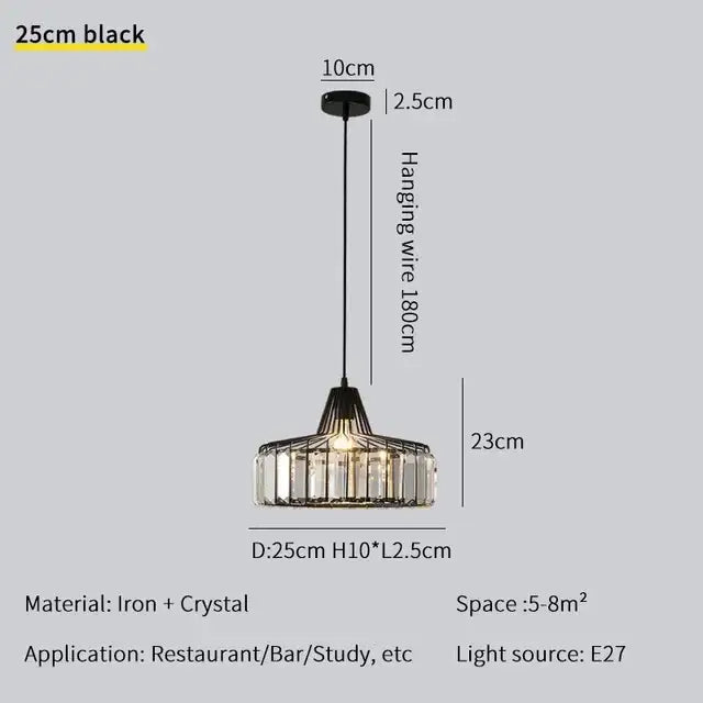 Black iron and crystal pendant light with modern geometric design from decorbites crystal chandelier collection for elegant decor