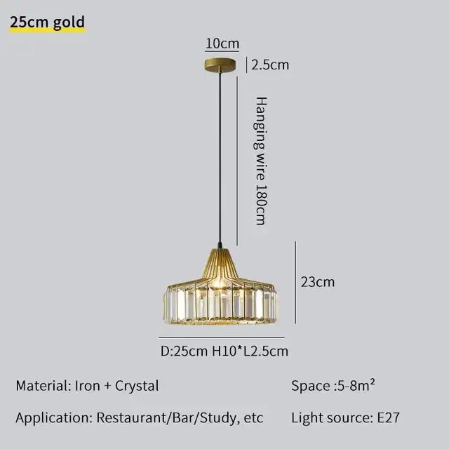 25cm gold pendant light with tiered iron frame and clear crystal accents for elegant decorbites crystal chandelier