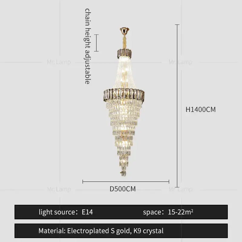 A decorbites crystal chandelier with cascading k9 crystal strands and gold electroplated accents for luxury spaces