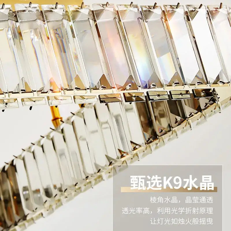 A decorbites crystal chandelier led ceiling light with clear faceted k9 crystal prisms in elegant linear design