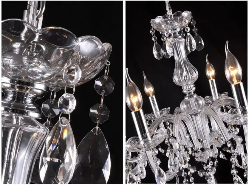 Decorbites crystal chandelier with clear cut glass and dangling teardrop crystals for modern indoor decor