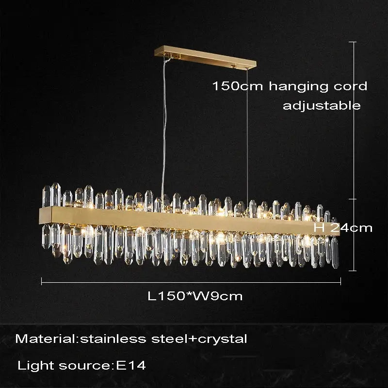 Gold-toned decorbites crystal chandelier led with clear crystal droplets and stainless steel frame for dining room lighting