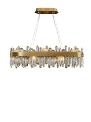 Gold-toned decorbites crystal chandelier with cascading clear prisms for dining room crystal chandelier led lighting