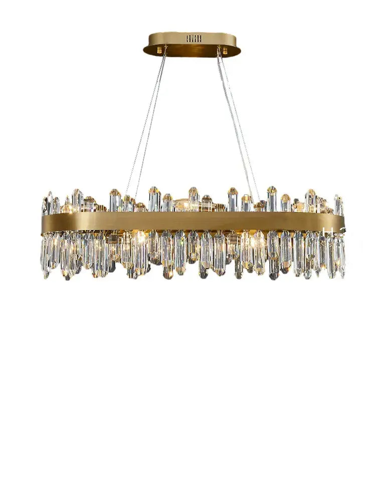 Gold-toned decorbites crystal chandelier with cascading clear prisms for dining room crystal chandelier led lighting