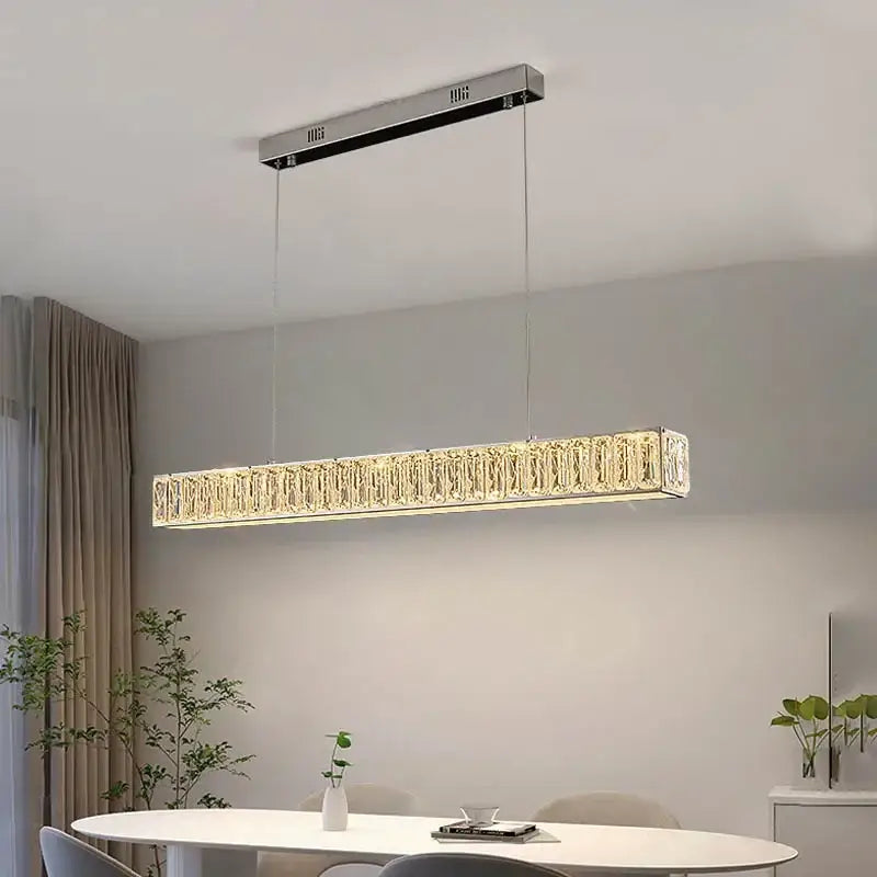 Modern luxury decorbites crystal chandelier led with sleek chrome finish and faceted crystals emitting warm light