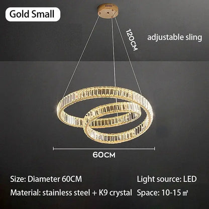Decorbites™ modern luxury gold crystal chandelier led with stainless steel frame and k9 crystal accents led light fixture