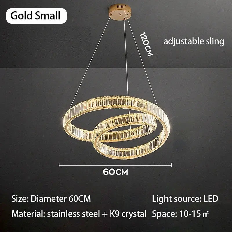 Decorbites™ modern luxury gold crystal chandelier led with stainless steel frame and k9 crystal accents led light fixture