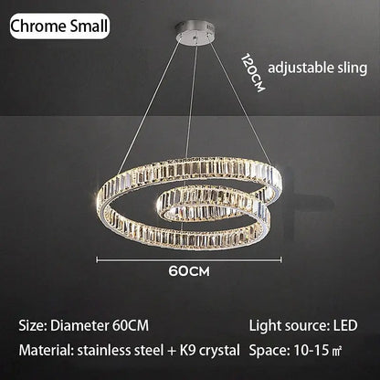 DecorBites crystal chandelier led light fixture with chrome finish and clear k9 crystal accents for modern luxury lighting