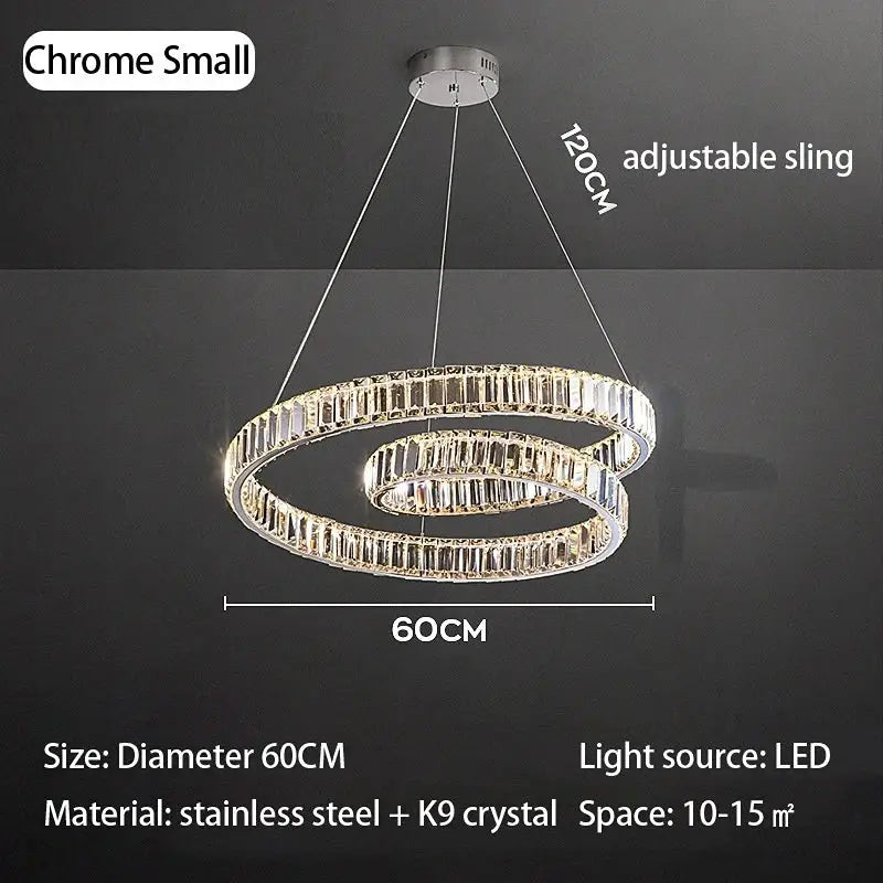 DecorBites crystal chandelier led light fixture with chrome finish and clear k9 crystal accents for modern luxury lighting