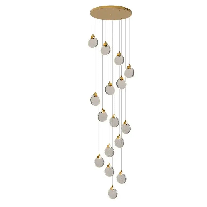 Modern gold-toned pendant light with clear glass orbs from decorbites crystal chandelier led series for staircase lighting