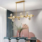 Gold-toned DecorBites crystal chandelier pendant lights with faceted crystal pendants for modern Nordic home decor